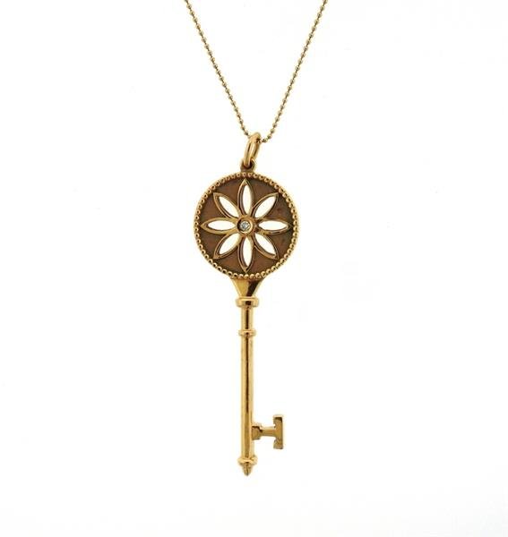 Tiffany & Co. Daisy Key 18K Gold Diamond Pendant (1 of 7)