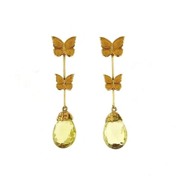 Carrera Y Carrera 18k Gold Citrine Butterfly Earrings (1 of 4)