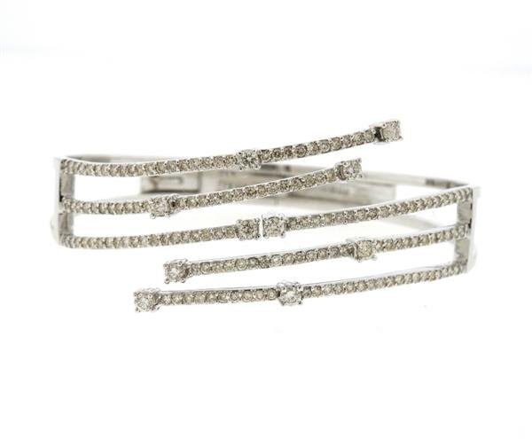 14K Gold 2.62ctw Diamond Bypass Hinged Cuff Bracelet (1 of 5)