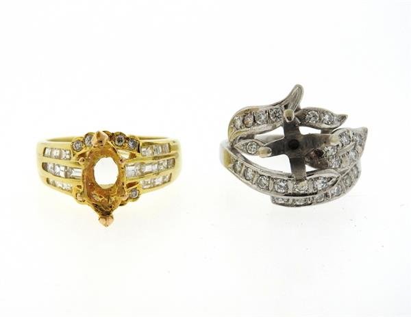 14k Gold Diamond Engagement Ring Setting Lot of 2 (1 of 3)