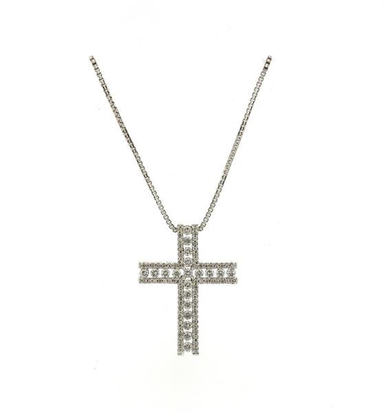 Italian 14K Gold Diamond Cross Pendant Necklace (1 of 4)