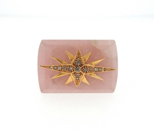Bochic 18k Gold Rose Quartz Diamond Ring (1 of 3)