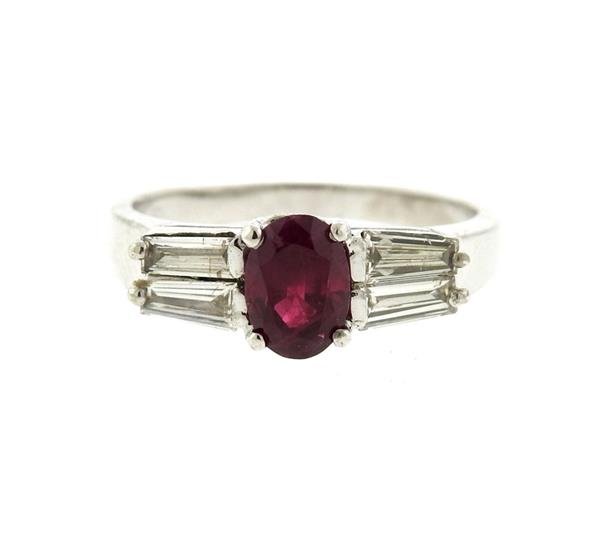 GIA 18k Gold No Heat 1.15ct Ruby Diamond Ring (1 of 4)