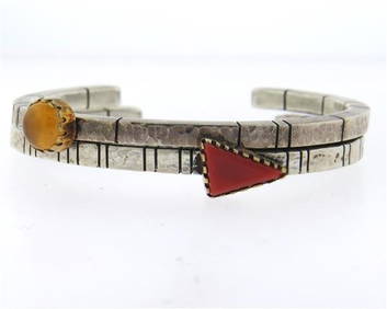 Native American Gail Bird Vintage Santo Domingo Sleeping Turquoise Sterling Silver Bracelet Native American Gail Bird Vintage Santo Domingo Sleeping Turquoise Sterling Silver Bracelet
