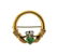 English 9K Gold Green Stone Claddagh Brooch Pin