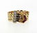 Mid Century 14K Gold Ruby Diamond Buckle Ring