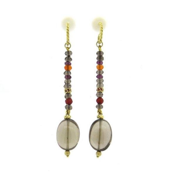 David Yurman 18K Gold Multi Gemstone Long Earrings (1 of 3)