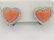 18k Gold Coral Diamond Heart Earrings