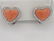 18k Gold Coral Diamond Heart Earrings - 2