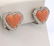 18k Gold Coral Diamond Heart Earrings - 3