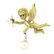 14k Gold Pearl Emerald Diamond Cherub Brooch Pin