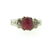 Antique Platinum Ruby Cabochon Diamond Ring