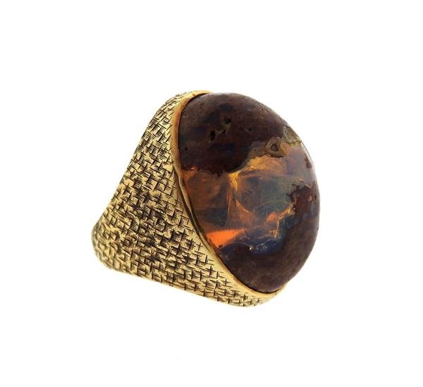 14K Gold Boulder Opal Stone Cocktail Dome Ring (1 of 6)
