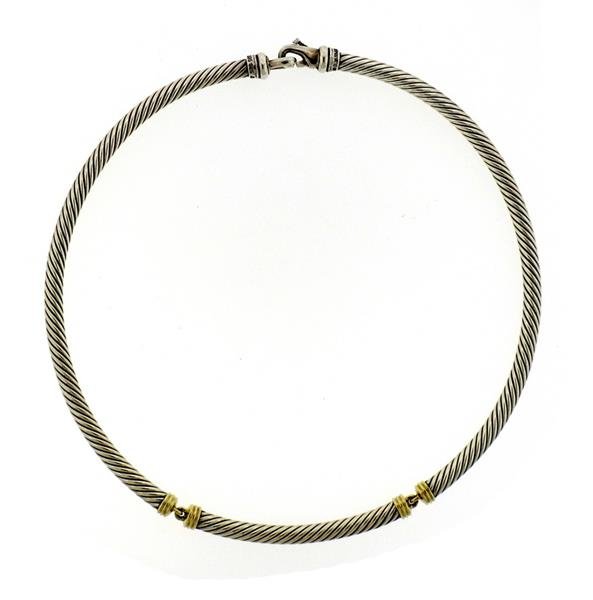 David Yurman 14K Gold Sterling Silver Cable Collar (1 of 3)