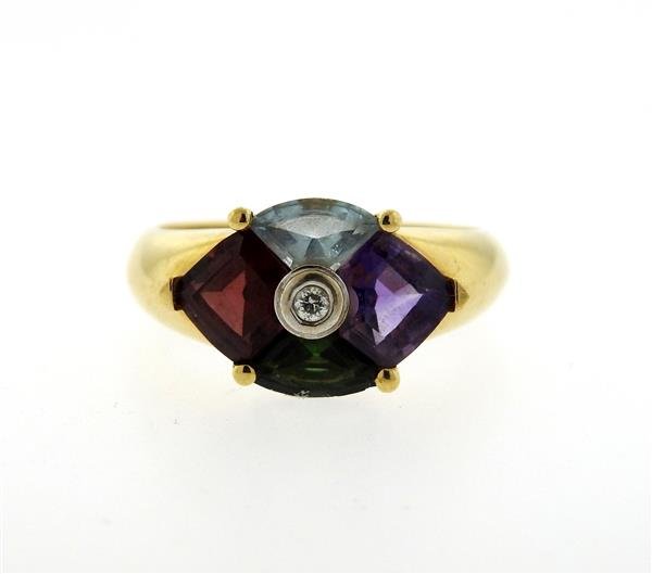 18K Gold Multi Gemstone Diamond Ring (1 of 3)