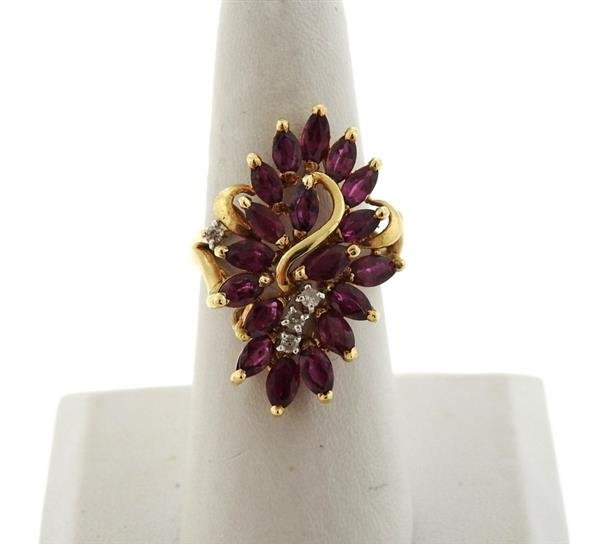 14K Gold Diamond Red Stone Cocktail Ring (1 of 5)