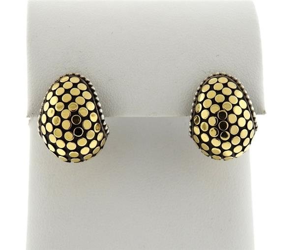 John Hardy Dot Buddah Belly 18K Gold Sterling Silver: METAL: 18K gold, sterling silver. MEASUREMENT: 19mm x 15mm. MARKED: 18K, maker's hallmark. WEIGHT:17.6 grams.Gemstones have not been graded for color and clarity ,and tested for clarity and color