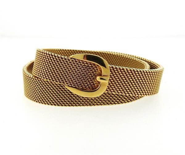 Hermes 18K Gold Mesh Double Wrap Buckle Bracelet (1 of 5)