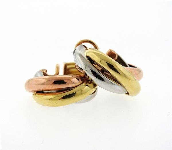 Cartier Trinity 18K Tri Color Hoop Earrings (1 of 6)