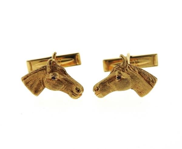 14k Yellow Gold Horse Head Esquaterian Cufflinks (1 of 4)