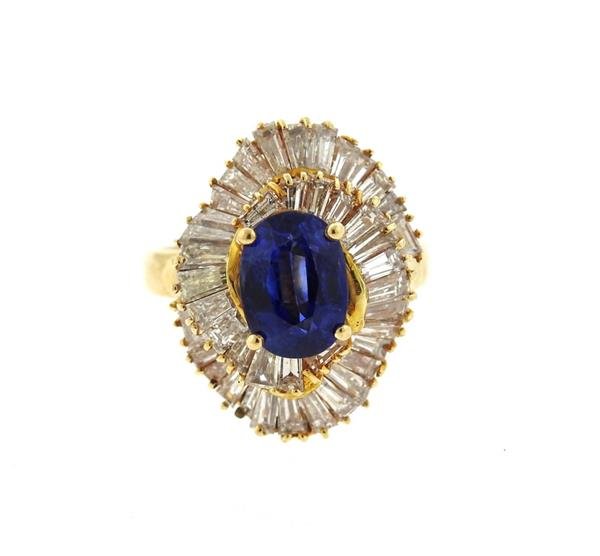 14K Gold 3ct Sapphire Diamond Cocktail Ring (1 of 6)