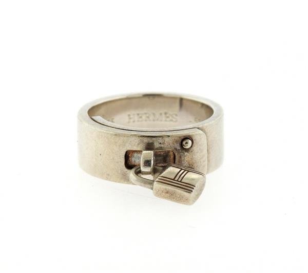 Hermes Sterling Silver Kelly Lock Charm Ring (1 of 3)