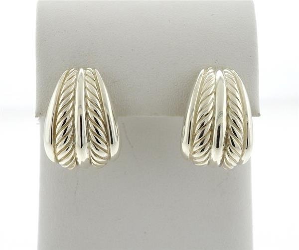 David Yurman Sterling Cable Half Hoop Earrings (1 of 3)