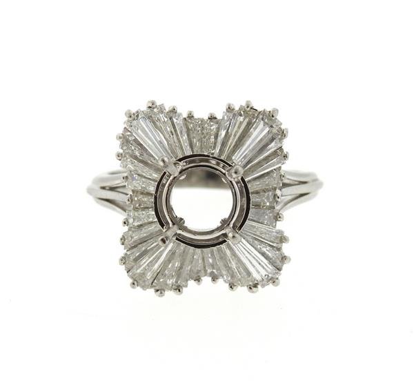 1950s Platinum Diamond Ring Mounting Setting (1 of 4)