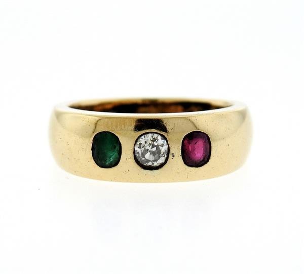 14K Gold Gypsy Diamond Color Stone Ring (1 of 3)