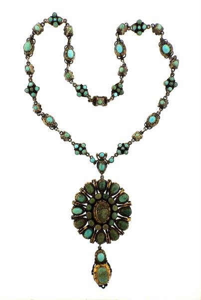 Antique Hungarian Sterling Turquoise Large Pendant (1 of 5)