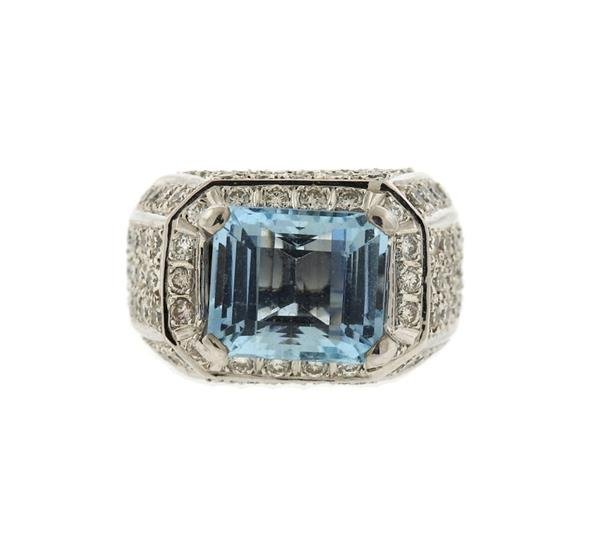18k Gold Diamond Aquamarine Ring (1 of 6)