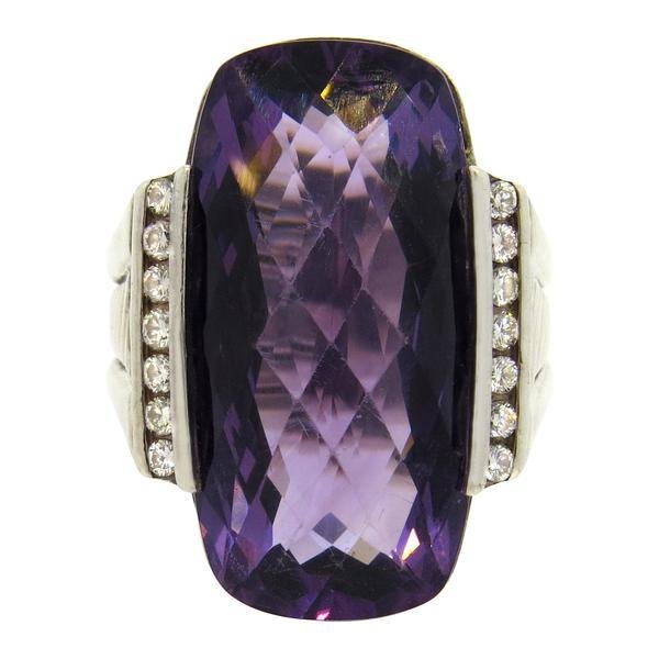 Large David Yurman Sterling Amethyst Diamond  Ring (1 of 2)