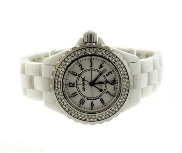 Chanel J12 White Ceramic Diamond Watch (1 of 4)