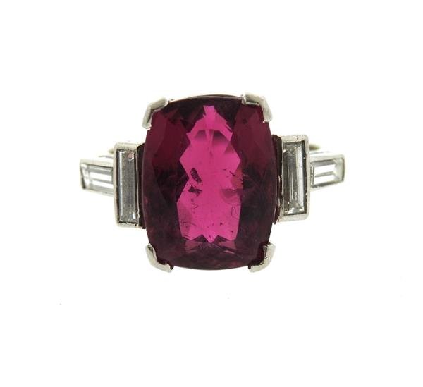14k Gold 6.5ct Pink Tourmaline Diamond Ring (1 of 3)