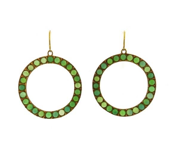 18K Gold Chrysoprase Open Circle Earrings (1 of 5)