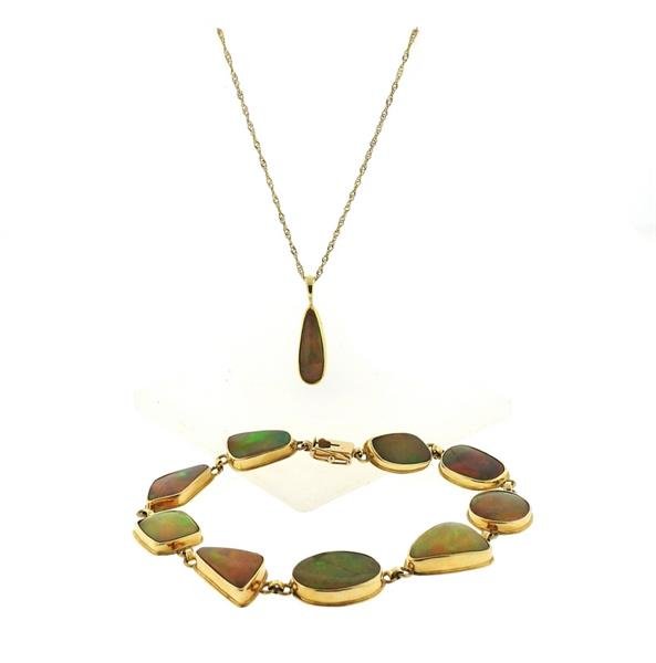 Gold Opal Bracelet Pendant Necklace Lot of 2 (1 of 6)