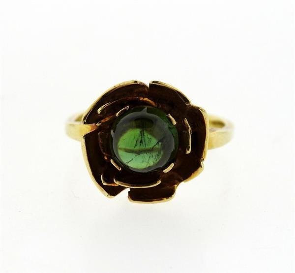 14K Gold Tourmaline Flower Motif Ring (1 of 4)