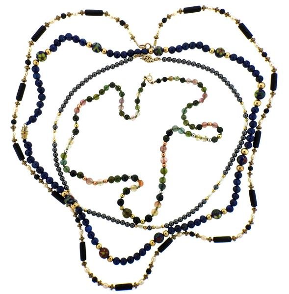 14K Gold Multi Gemstone Bead Necklace Lot of 4 (1 of 5)