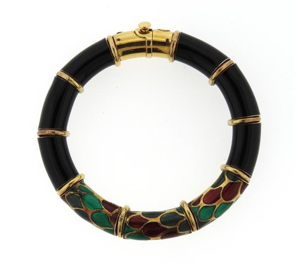 La Nouvelle Bague 18K Gold Enamel Bangle Bracelet (1 of 4)