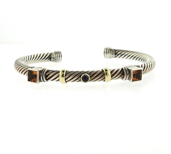 David Yurman 14K Gold Sterling Citrine Iolite Bracelet (1 of 5)