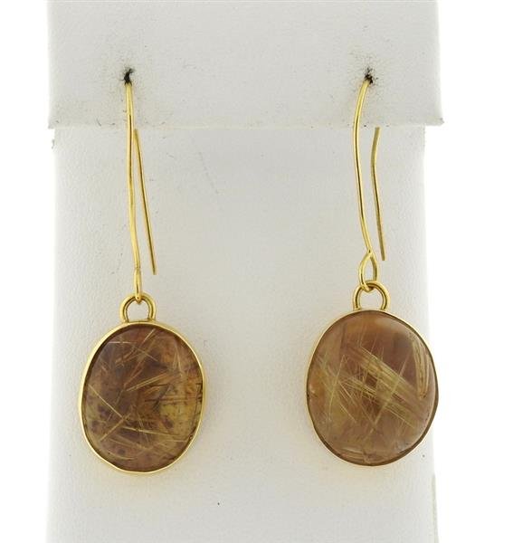 22K Gold Rutilated Quartz Drop Earrings (1 of 3)