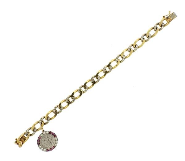 St Christopher  14K Gold  Platinum Diamond  Charm (1 of 6)