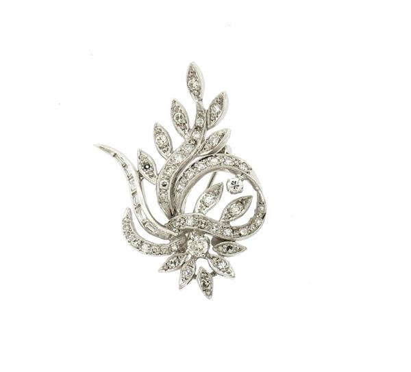 1950s 14K Gold Diamond Brooch Pin (1 of 4)