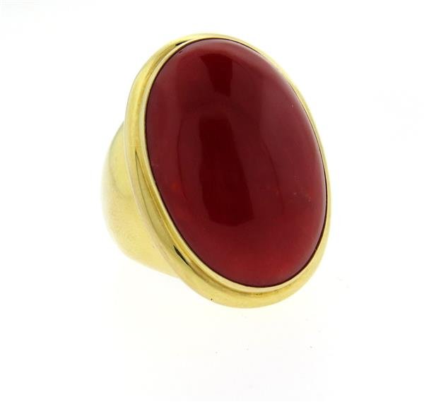 Maz 14k Gold Ox Blood Coral Large Ring (1 of 4)