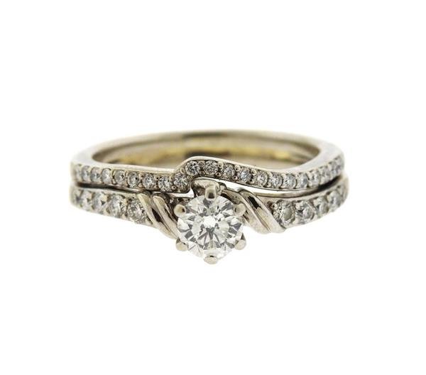 14k Gold Diamond Engagement Ring Wedding Band Set (1 of 4)