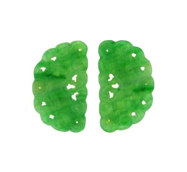 Carved Jade Jewelry Element Lot of 2 (1 of 1)