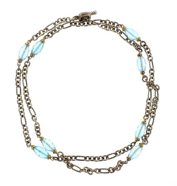 David Yurman Sterling 18k Gold Blue Topaz Necklace (1 of 4)