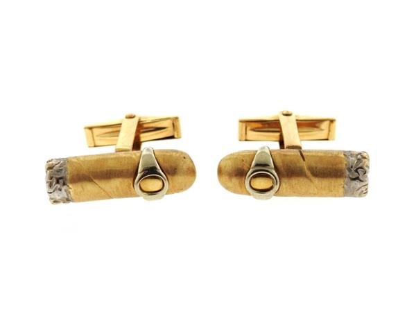 Vintage 14k Gold Cigar Cufflinks (1 of 5)
