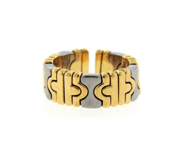 Bvlgari Bulgari Parentesi 18k Gold Steel Ring (1 of 4)