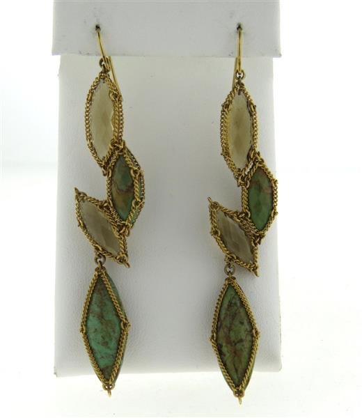 Anthony Nak 18K Gold Turquoise Quartz Long Drop (1 of 3)